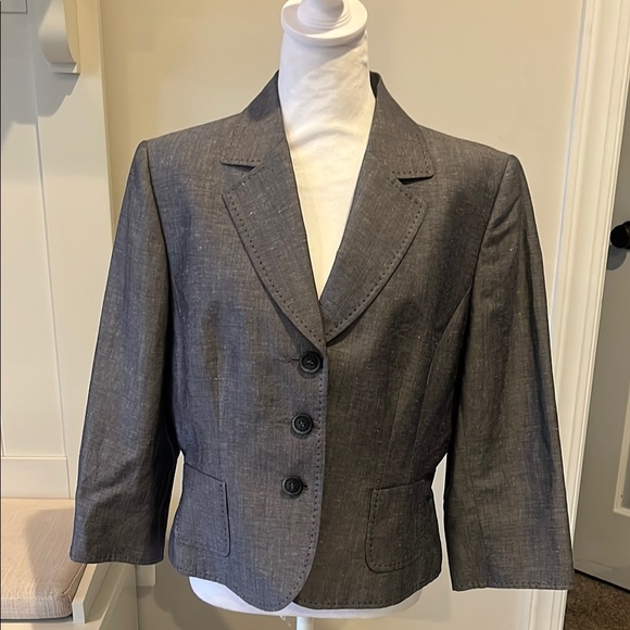 Tahari Jackets & Blazers - Tahari Arthur Levine Women's Linen Blend Gray Blazer size 14